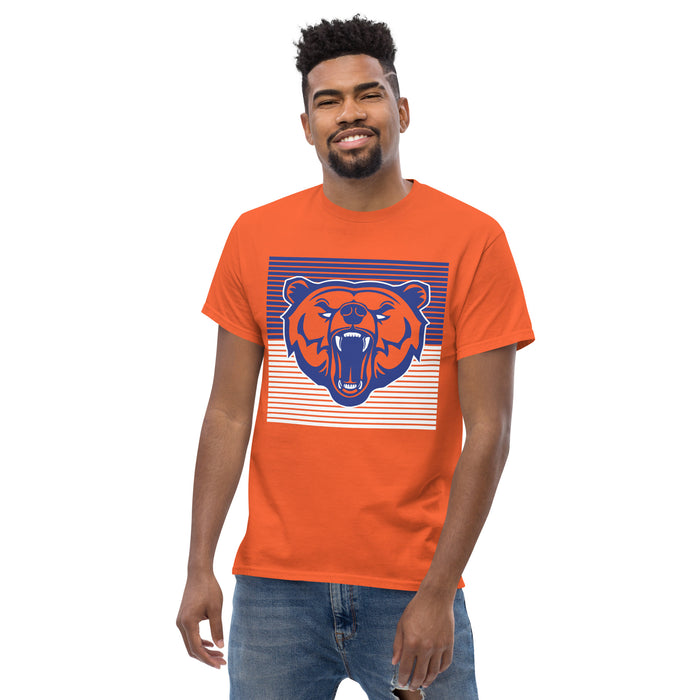 Man wearing a Grand Oaks High School Grizzlies Classic Unisex Orange T-shirt 27