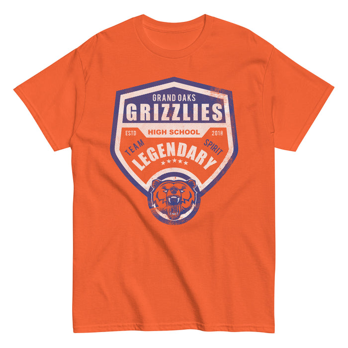 Grand Oaks High School Grizzlies Classic Unisex Orange T-shirt 14