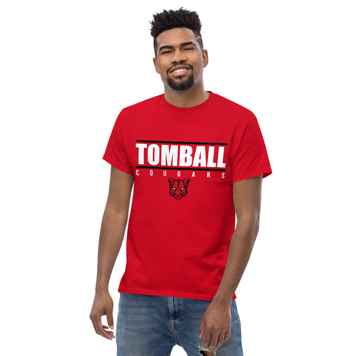 Man wearing a Tomball High School Cougars Classic Unisex Red T-shirt 07