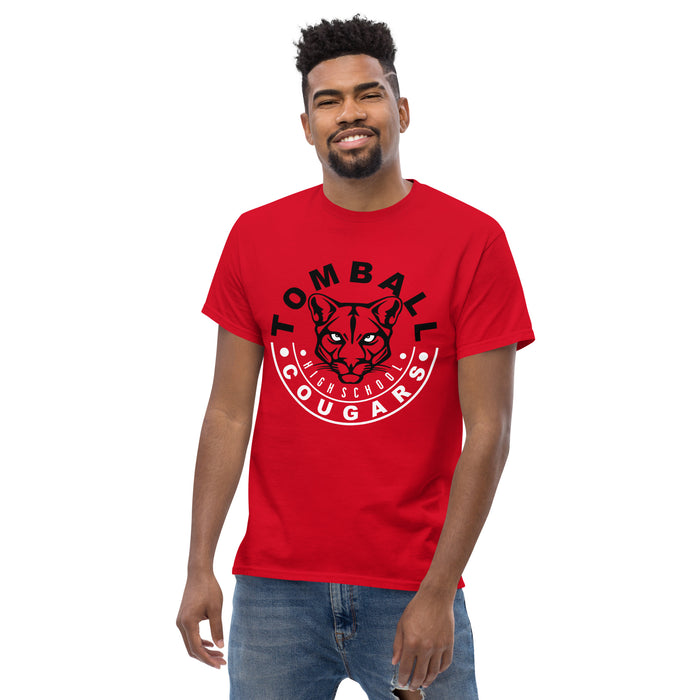 Man wearing a Tomball High School Cougars Classic Unisex Red T-shirt 19