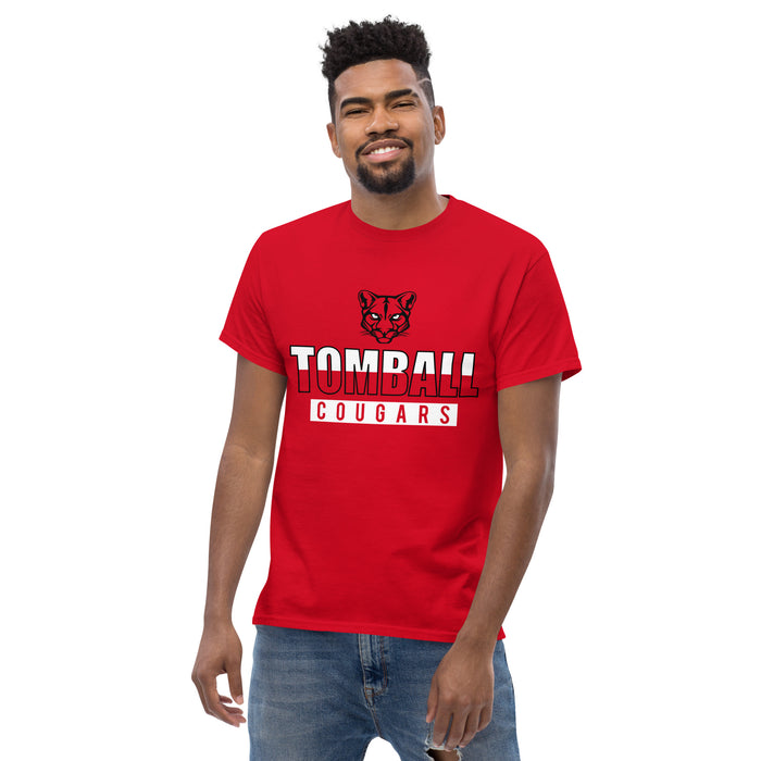 Man wearing a Tomball High School Cougars Classic Unisex Red T-shirt 23