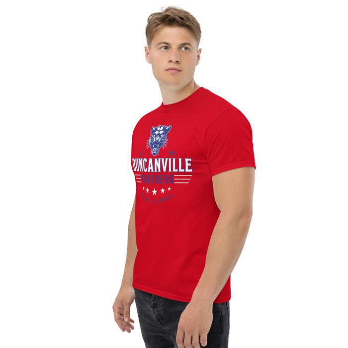 Side view of Duncanville High School Panthers Red Classic Unisex T-shirt 217