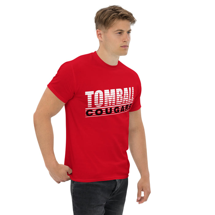 Man wearing a Tomball High School Cougars Classic Unisex Red T-shirt 32a