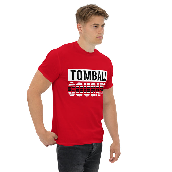 Man wearing a Tomball High School Cougars Classic Unisex Red T-shirt 35a