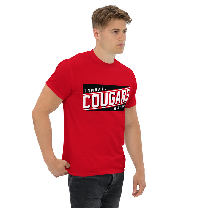 Man wearing a Tomball High School Cougars Classic Unisex Red T-shirt 84a