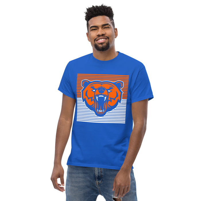 Man wearing a Grand Oaks High School Grizzlies Classic Unisex Royal T-shirt 27