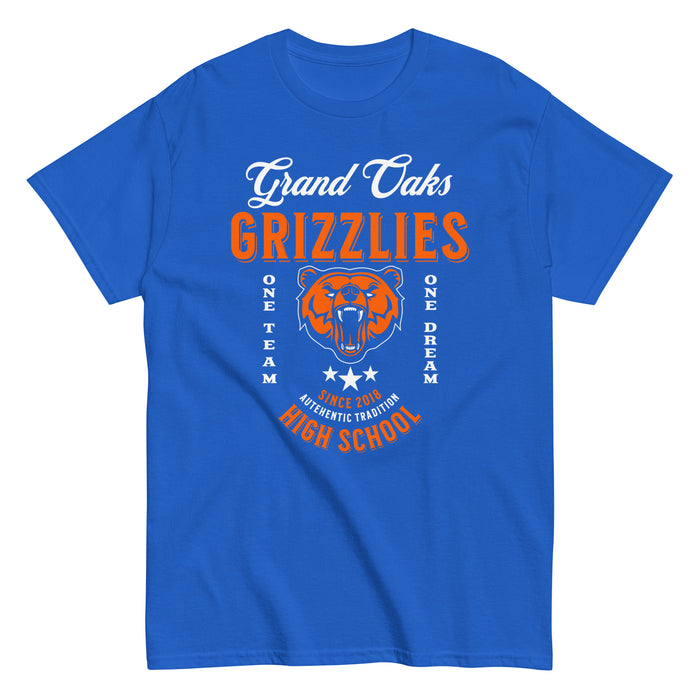 Grand Oaks High School Grizzlies Classic Unisex Royal T-shirt 08