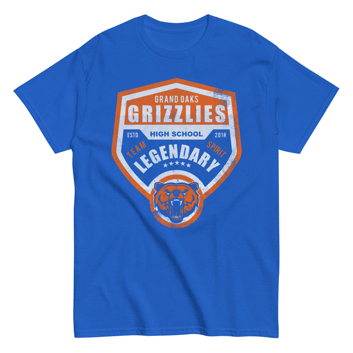 Grand Oaks High School Grizzlies Classic Unisex Royal T-shirt 14