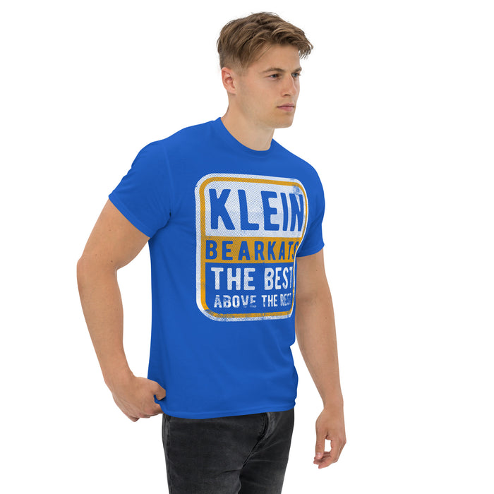 Man wearing a Klein High School Bearkats Classic Unisex Royal T-shirt 01a