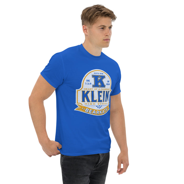 Man wearing a Klein High School Bearkats Classic Unisex Royal T-shirt 203