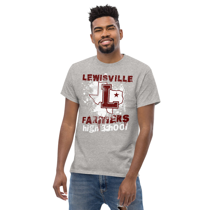 Man wearing Lewisville High School Farmers Grey Classic Unisex T-shirt 205