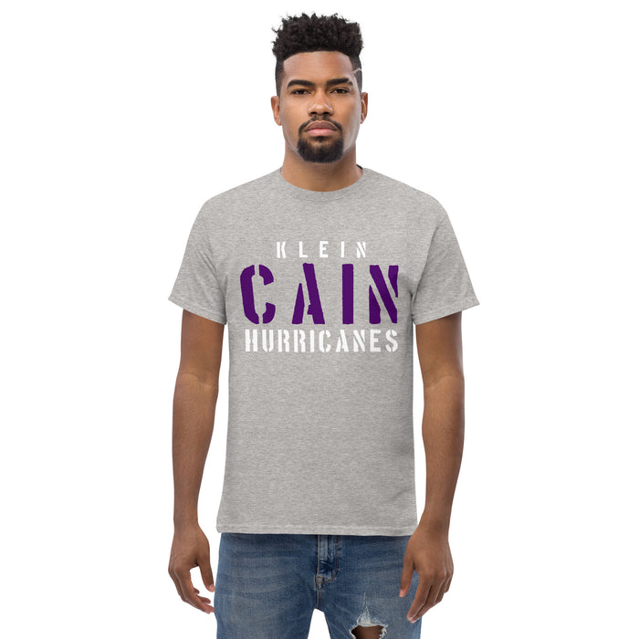 Man wearing a Klein Cain High School Hurricanes Sport Grey Classic T-shirt 17