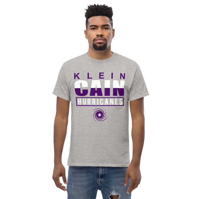 Man wearing a Klein Cain High School Hurricanes Sport Grey Classic T-shirt 29