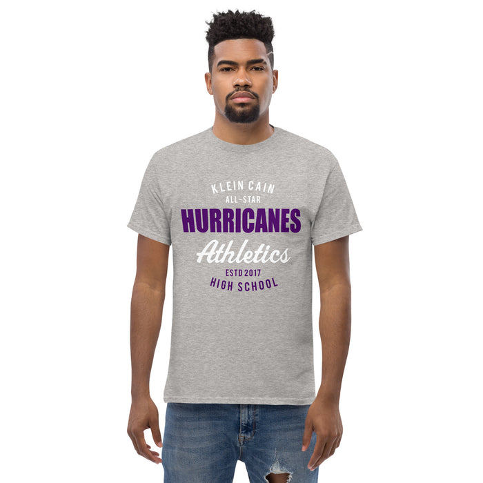 Man wearing a Klein Cain High School Hurricanes Sport Grey Classic T-shirt 34