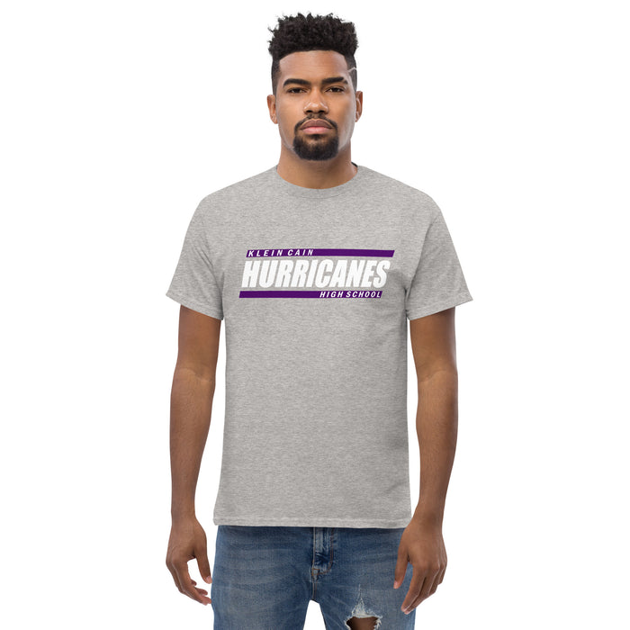 Man wearing a Klein Cain High School Hurricanes Sport Grey Classic T-shirt 72