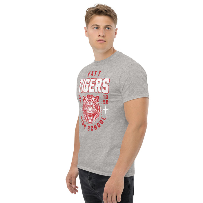 Man wearing a Katy High School Tigers Sport Grey Classic Unisex T-shirt 203a