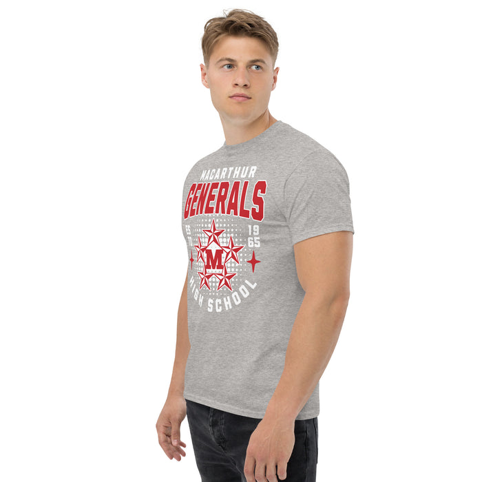 Side view of MacArthur High School Generals Grey Classic Unisex T-shirt 204