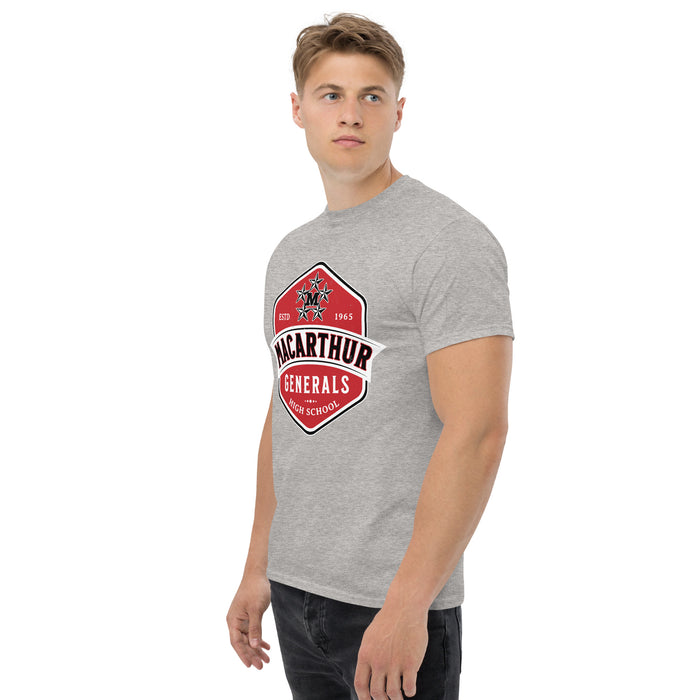 Side view of MacArthur High School Generals Grey Classic Unisex T-shirt 209