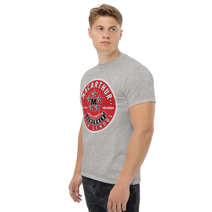 Side view of MacArthur High School Generals Grey Classic Unisex T-shirt 215