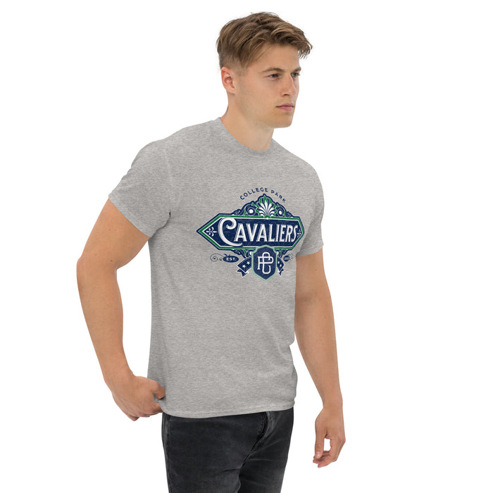 Man wearing a College Park High School Cavaliers Classic Unisex Sport Grey T-shirt 205