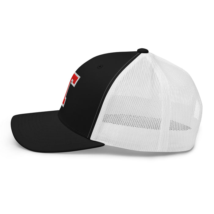 Side view of Tomball High School Cougars Trucker Cap 210 - black and white