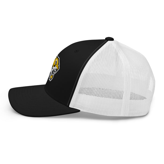 Side view of Tomball West High School Tigers Trucker Cap 202 - black and white