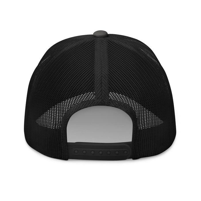 Back view of Tomball High School Cougars Trucker Cap 210 - charcoal and black