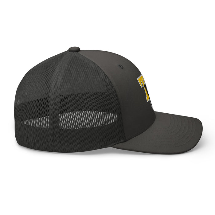 Side view of Tomball West High School Tigers Trucker Cap 204 - charcoal