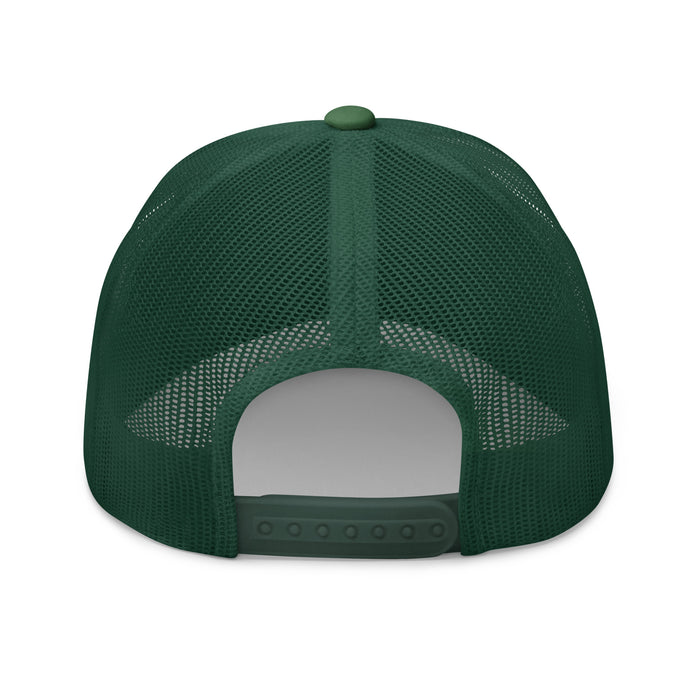Back view of The Woodlands High School Highlanders Evergreen Trucker Cap 207