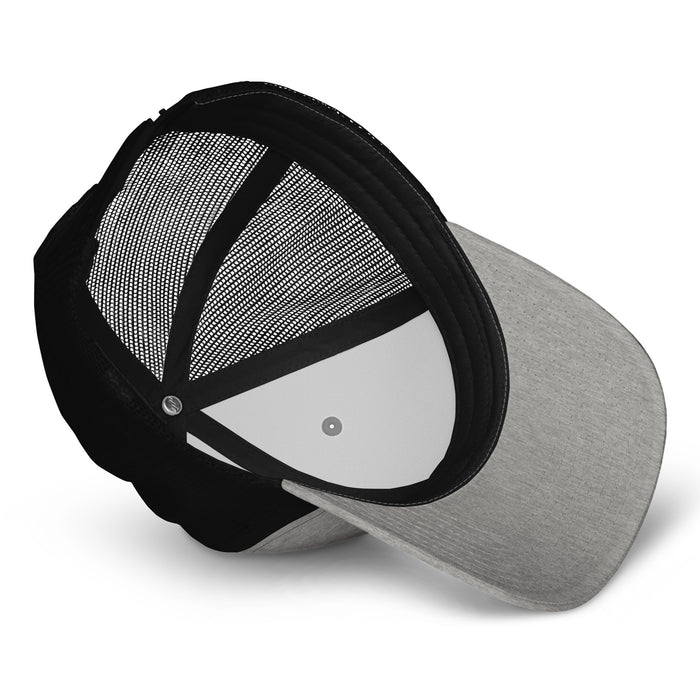 Underside view of Tomball High School Cougars Trucker Cap 210 - heather grey and black