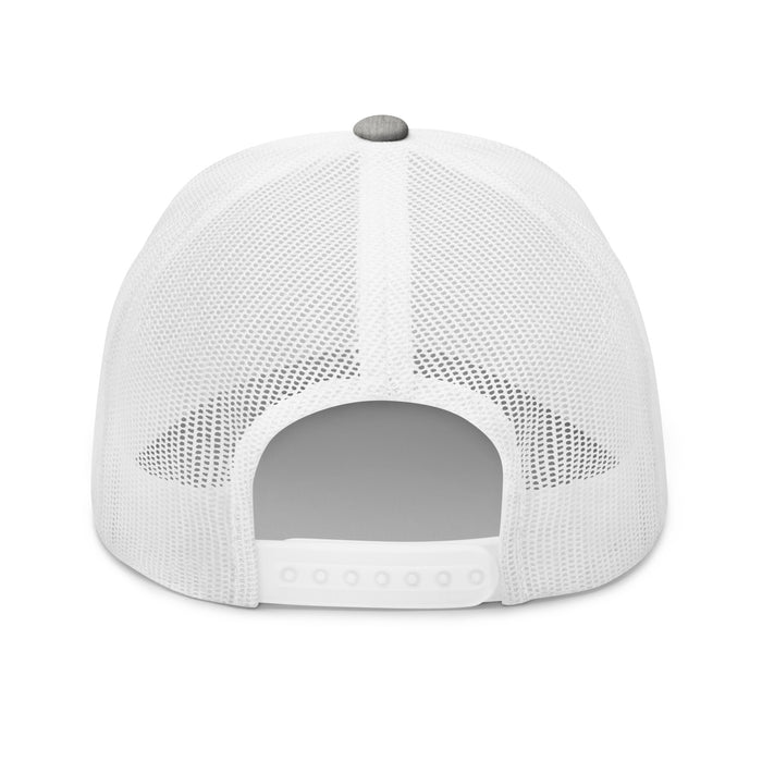 Back view of Tomball High School Cougars Trucker Cap 210 - heather grey and white