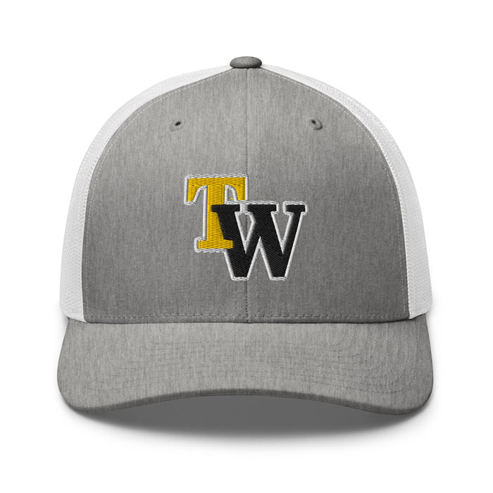 Tomball West High School Tigers Trucker Cap 204 - heather grey and white