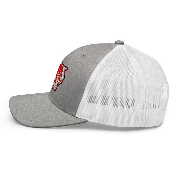 Side view of Tomball High School Cougars Trucker Cap 211 - heather grey and white