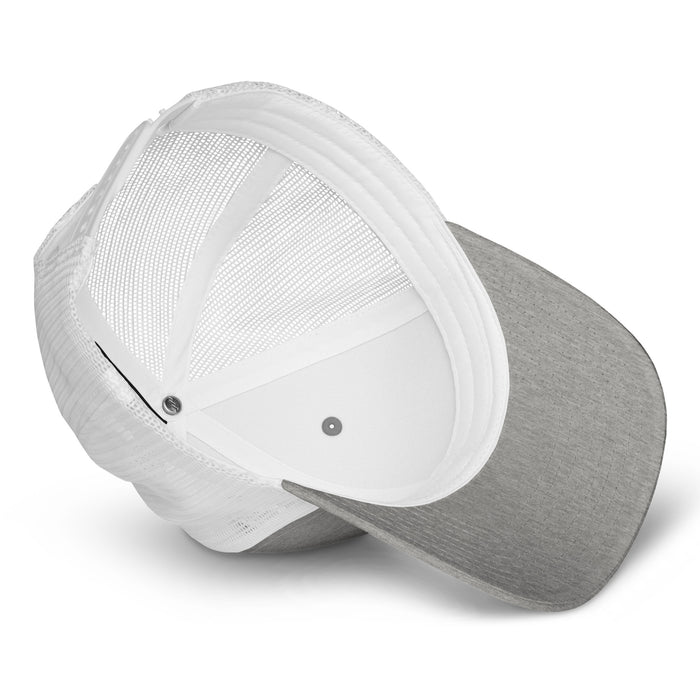 Underside view of Tomball High School Cougars Trucker Cap 210 - heather grey and white