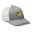 Profile view of Tomball West High School Tigers Trucker Cap 202 - Heather grey and white