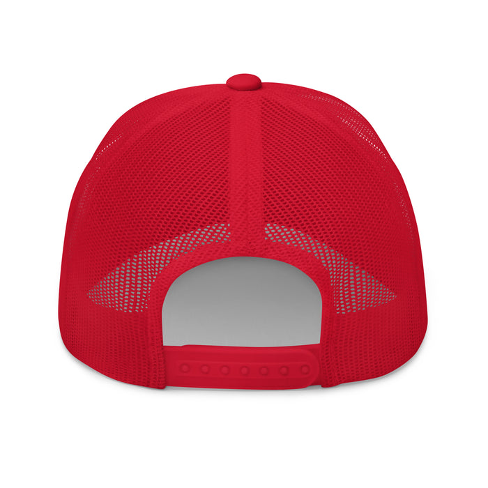 Back view of Tomball High School Cougars Trucker Cap 211 - Red