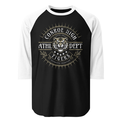 Conroe High School Tigers Unisex 3/4 sleeve Raglan T-shirt 201