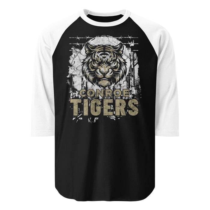 Conroe High School Tigers Unisex 3/4 sleeve Raglan T-shirt 202