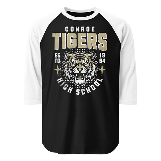 Conroe High School Tigers Unisex 3/4 sleeve Raglan T-shirt 204