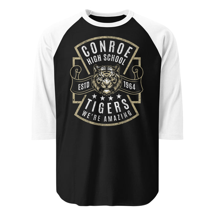 Conroe High School Tigers Unisex 3/4 sleeve Raglan T-shirt 207