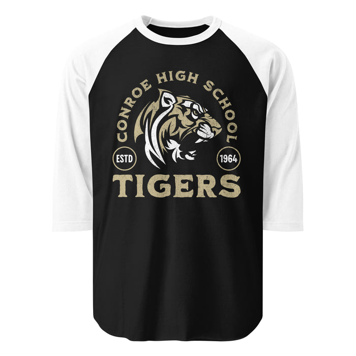 Conroe High School Tigers Unisex 3/4 sleeve Raglan T-shirt 208