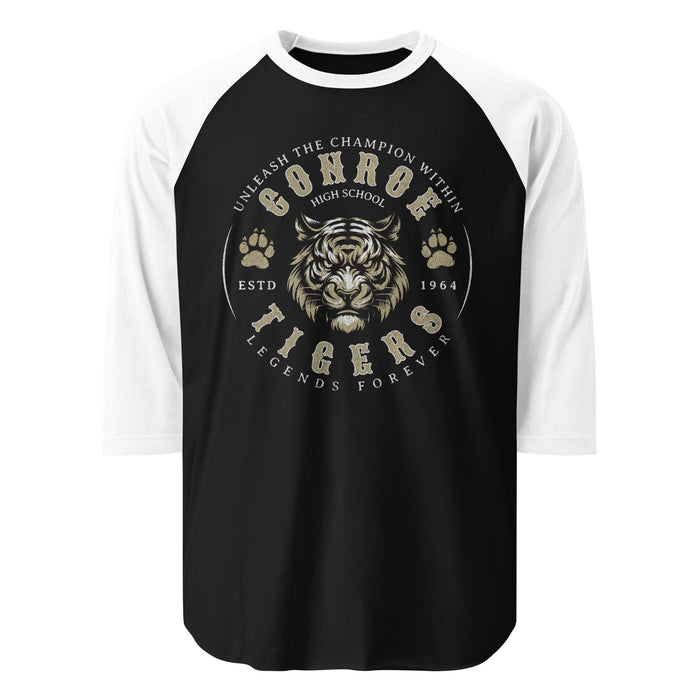 Conroe High School Tigers Unisex 3/4 sleeve Raglan T-shirt 210