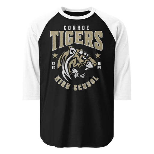 Conroe High School Tigers Unisex 3/4 sleeve Raglan T-shirt 211