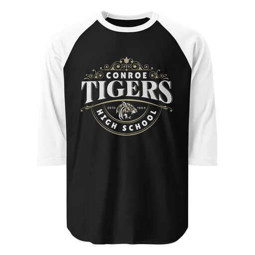 Conroe High School Tigers Unisex 3/4 sleeve Raglan T-shirt 213