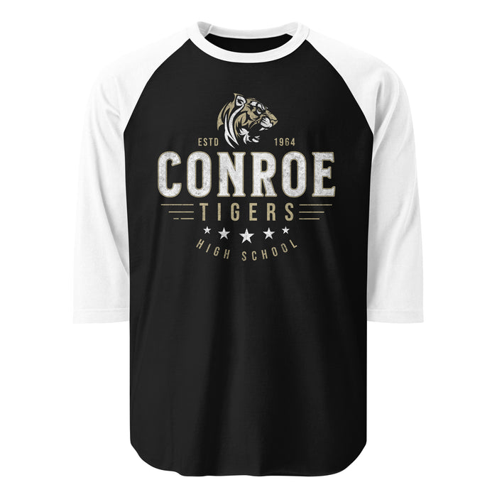 Conroe High School Tigers Unisex 3/4 sleeve Raglan T-shirt 217