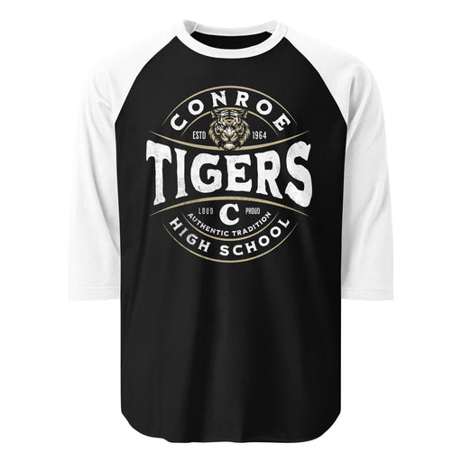 Conroe High School Tigers Unisex 3/4 sleeve Raglan T-shirt 218