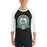 Man wearing Reagan High School Rattlers Unisex 3/4 sleeve Raglan T-shirt 212