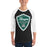 Man wearing Reagan High School Rattlers Unisex 3/4 sleeve Raglan T-shirt 225