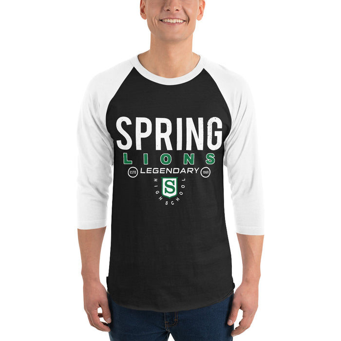 Man wearing Spring High School Lions Unisex 3/4 sleeve Raglan T-shirt 003