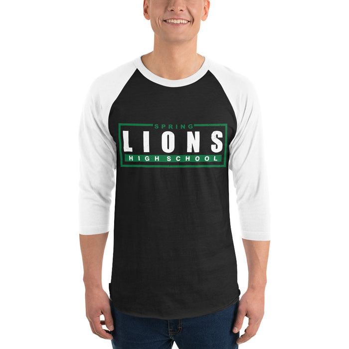 Man wearing Spring High School Lions Unisex 3/4 sleeve Raglan T-shirt 049